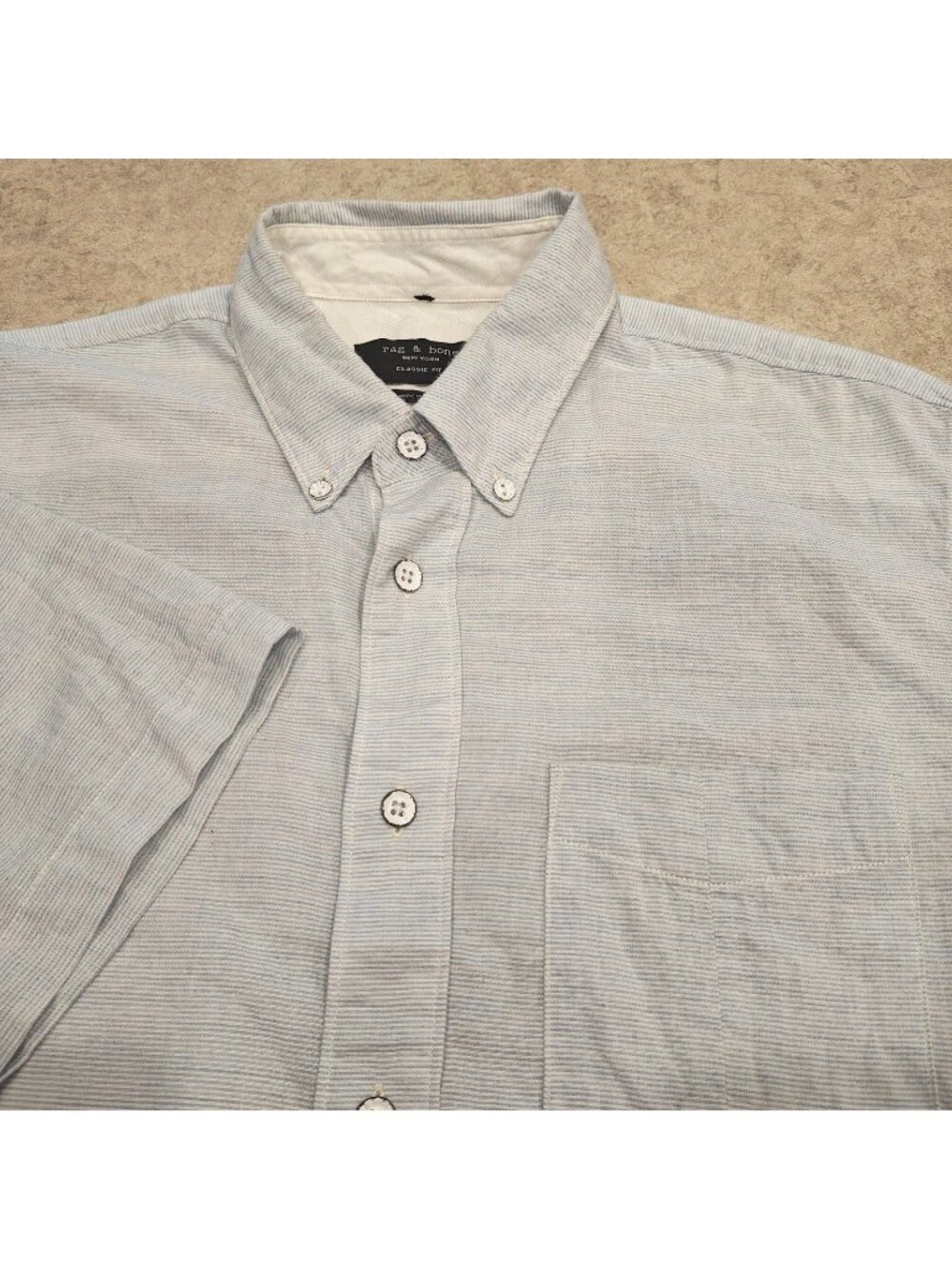 Rag & Bone Shirt Mens S Blue Thin Pin Stripe Classic Fit Button Down Pocket